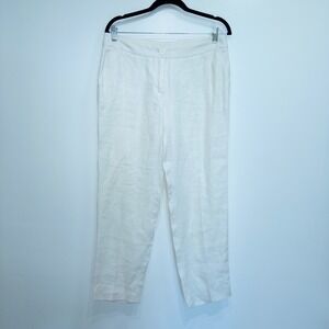 MaxMara Weekend White‎ 100% Linen Ankle Pants Size 12